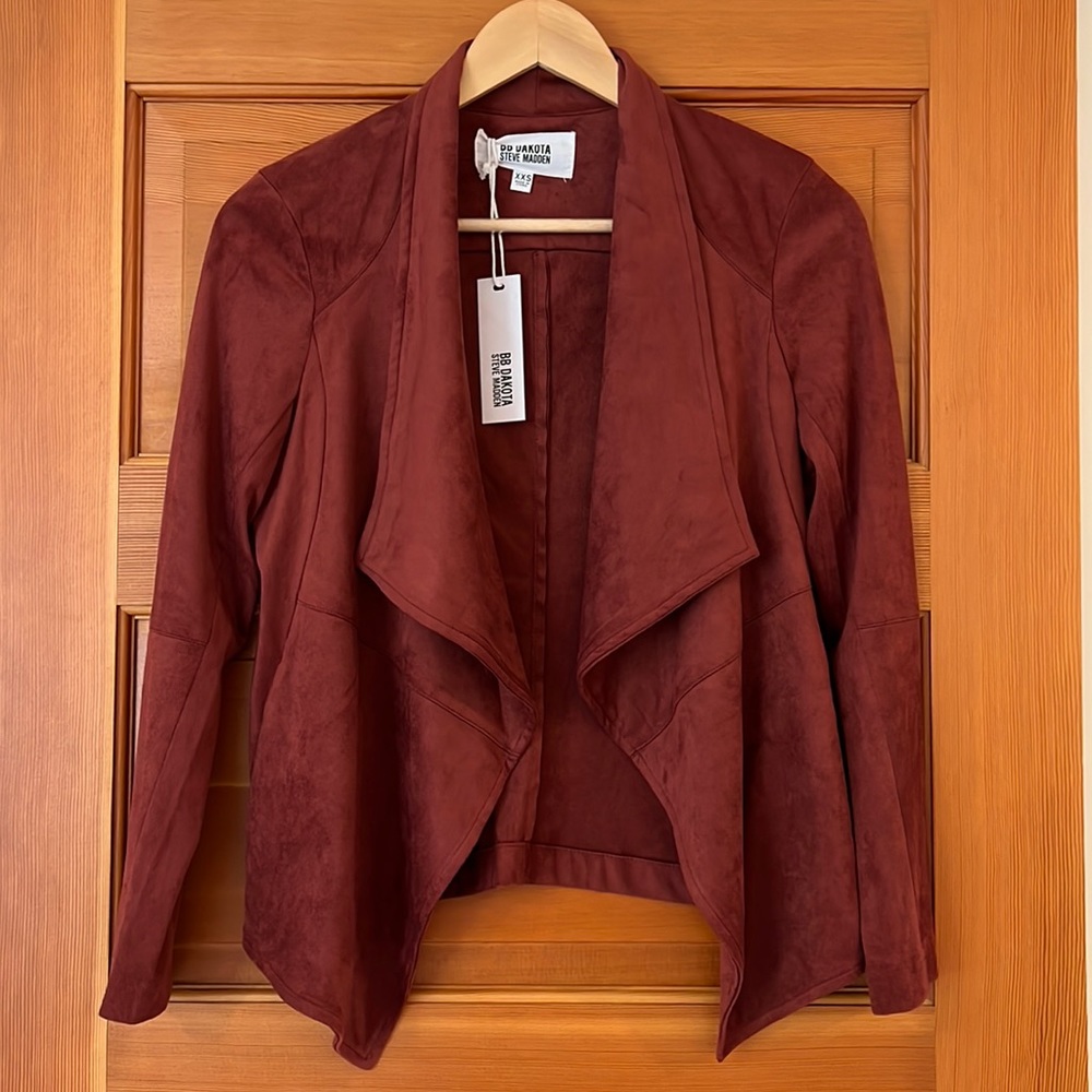 BB Dakota Steve Madden Draped Faux Suede Jacket